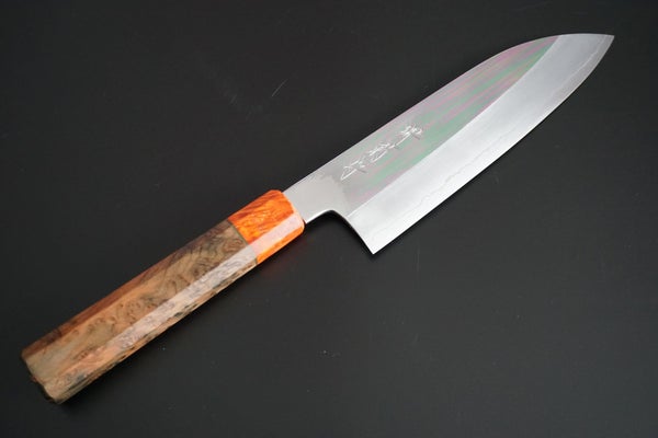 Sakai Kikumori 180mm Santoku Mirror Polished Custom - RealSharpKnife.com