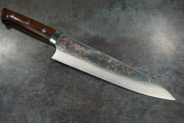 Takeshi Saji 210mm Gyuto B2 Rainbow Damascus Ironwood