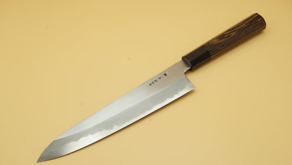 Nakagawa Uchi Hamono Aogami #1 Iron Clad Wide Bevel 240mm Gyuto - RealSharpKnife.com